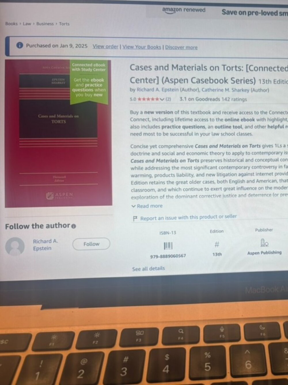 law book cases and materials on torts Aspen